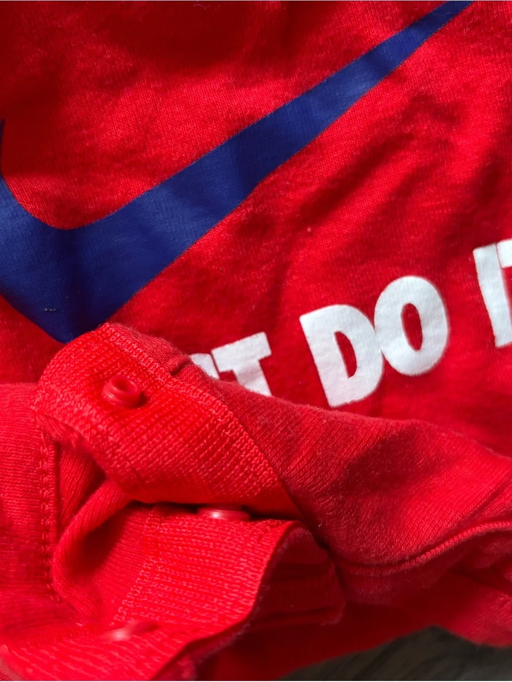 Nike Red Kids' Short Sleeve Tee with Blue Swoosh